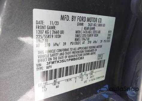 2023 Ford Mustang Mach-E Premium from USA, damaged, VIN 3FMTK3SU1PMB05383